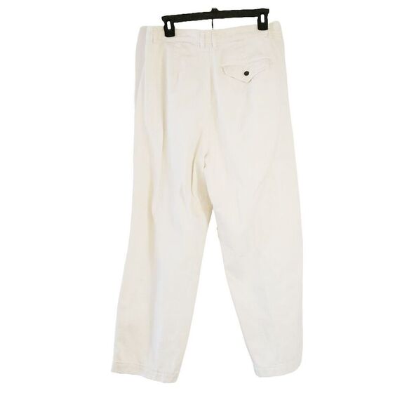 Liz Wear White 100% Cotton Pleated Front 3 Pocket Relaxed Denim Jeans Size 14 - Picture 4 of 9